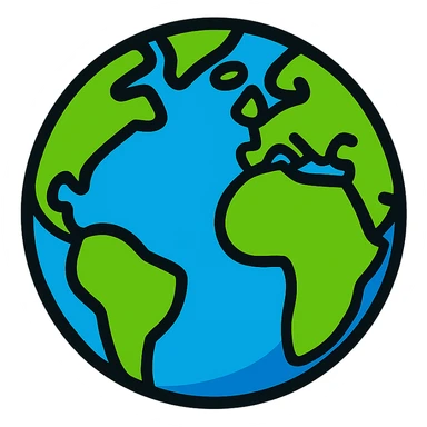 cartoonish planet earth sphere with bright colors, no background sticker