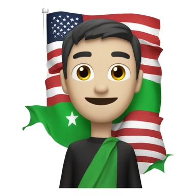 The flag , green, white, black, and in the center of the white color are three red stars sticker