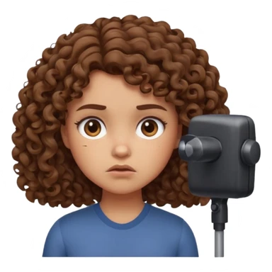a girl with curly hair going “hmmph” and moving her head left in a cute grumpy way sticker