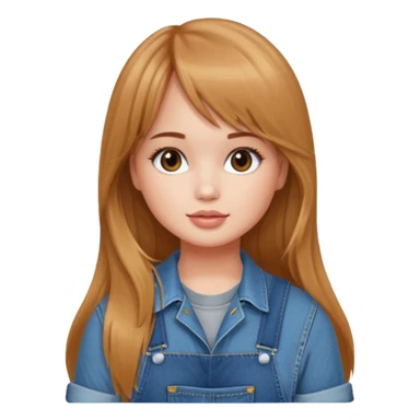 Debby Ryan (long hair with straight (not curtain) bangs) wearing overalls sticker