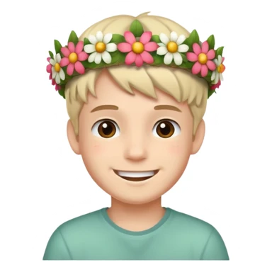 boy with flower crown sticker