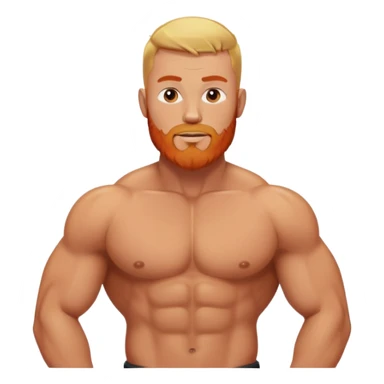 Muscular man with  buzz cut blonde hair and red beard posing without a shirt sticker