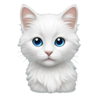 White fluffy kitten with one brown eye and one blue eye sticker