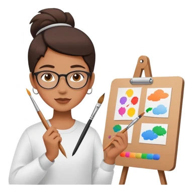 Person with paintbrush creating vision board with dreams and goals sticker