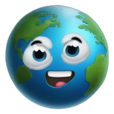 planet earth with cartoon face with smiling eyes sticker