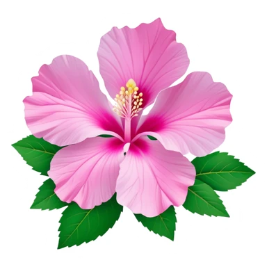 Cinematic Realistic image of a Mugunghwa flower (Rose of Sharon), rendered with delicate petal textures and vibrant pink hues, set against a minimalist background with gentle, diffused lighting that highlights its national significance sticker