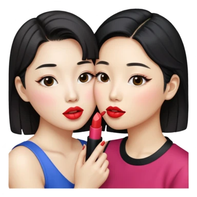 Korean lesbians, kissing sticker