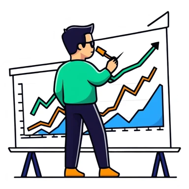 forex trader looking at rising chart sticker