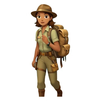 Icon for Adventure Movie: A vintage poster-style design featuring a daring explorer with a map, compass, and backpack. Include dramatic landscapes like jungles, mountains, and rivers, with a dynamic action scene. Bold, adventurous colors and a retro cinematic feel. Transparent background. sticker