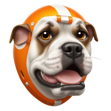 American bull dog wearing orange football helmet  sticker