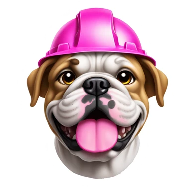 bulldog with pink hard hat that is 20x20 sticker