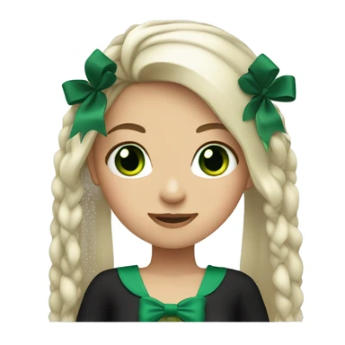 Girl with green eyes and with long platin hairs with black bow in her hair sticker