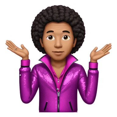 Smokey Robinson with long dark brown afro hair, magenta sequin outfit  sticker
