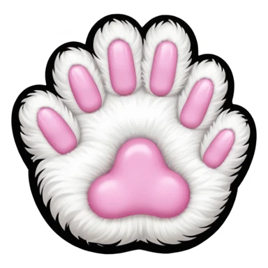 white cat fluffy paw, from the top, pink nails cute sticker