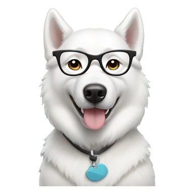 White husky with glasses sticker