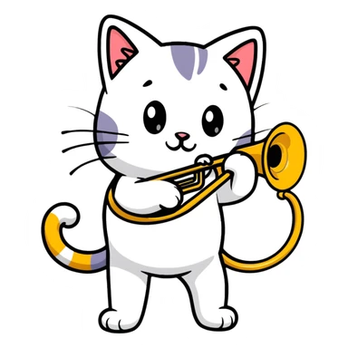 cat playing trombone sticker