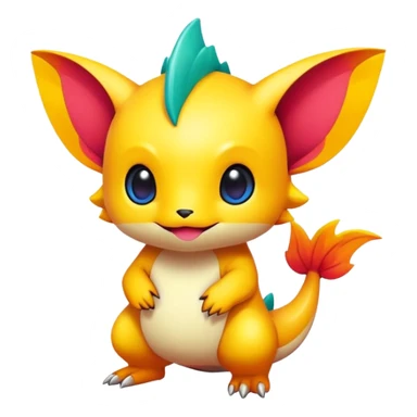 Exotic colorful chibi Fakémon-creature sticker