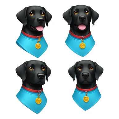 black-coloured labrador on the left with red collar, black-coloured labrador on the right with light blue collar. sticker