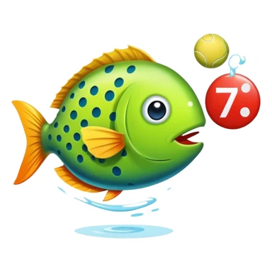Fish playing pickleball with number 70 sticker