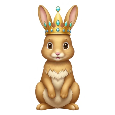 bunny King – proud golden bunny wearing a tall jeweled crown, sitting sticker