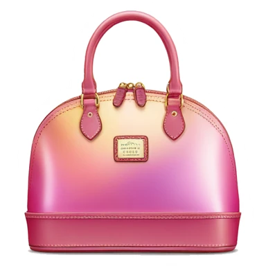 Realistic pink iridescent dome shaped Dooney and Bourke satchel purse isolated.  sticker