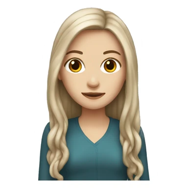 White girl with long brown hair sticker