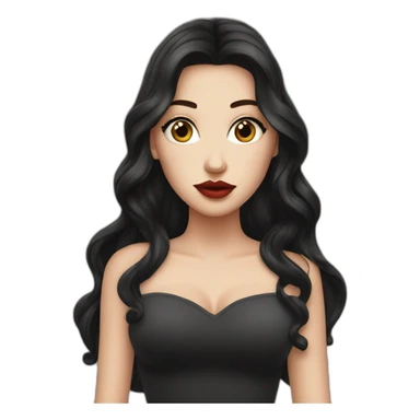 white girl with wavy long black hair and juicy lips posing sticker