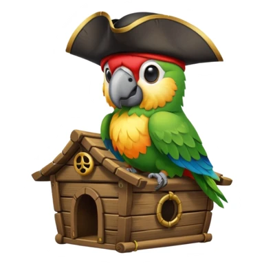 frontal view of a Flying pirat parrot with a pirat hut sticker