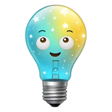 light bulb with little brain and stars inside sticker