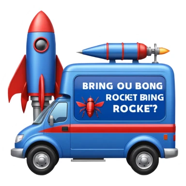 Heroic SuperBug Ron’s exterminator superminator antique rocket-powered tall robot transit van (motto: bring g out rocket Bombing creepy bugs is fun) sticker