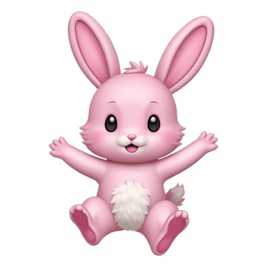 Exited pink bunny, kawaii chibi fluffy ears and body jumping of excitement  sticker