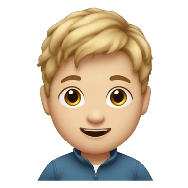 Down syndrome boy bown hair waving sticker