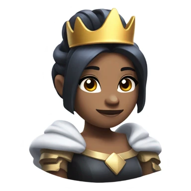 Clash royale the tower princess , white skin , black hair with bow and black crown sticker