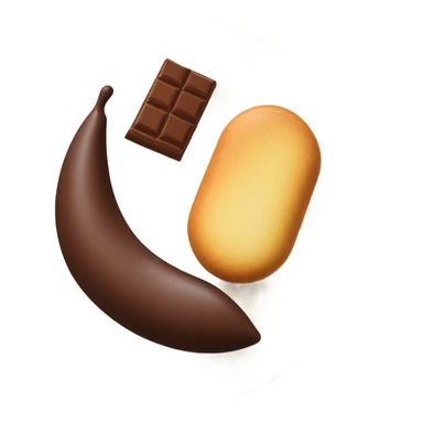 a chocolate quenelle and a larger vanilla quenelle on a plateemoji sticker