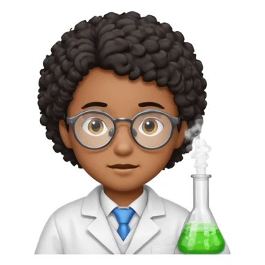 kid boy scientist brown skin, black curly hair sticker