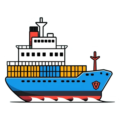 Cargo container ship in ocean sticker