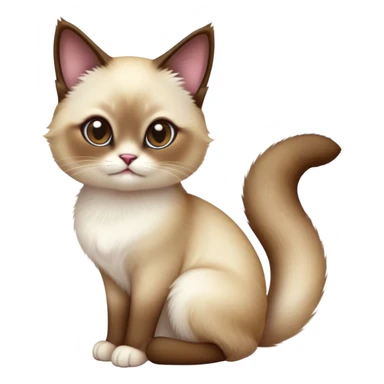 cinematic-[snowshoe cat]-realistic-full-body-sitting-emoji,-tail-curled-playfully-around-its-paws,-head-tilted-dramatically,-fluffy-[siamese]-fur,-simplified-yet-realistic-focused-features,-highly-detailed,-glowing-with-an-almost-sarcastic-glow sticker