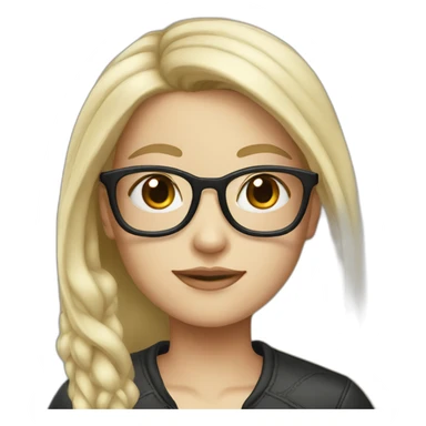 White-skinned girl with black hair and blond glasses sticker