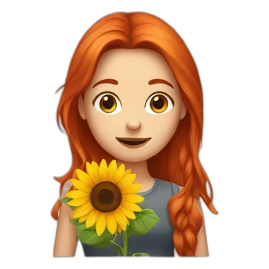 red-haired girl with a sunflower sticker