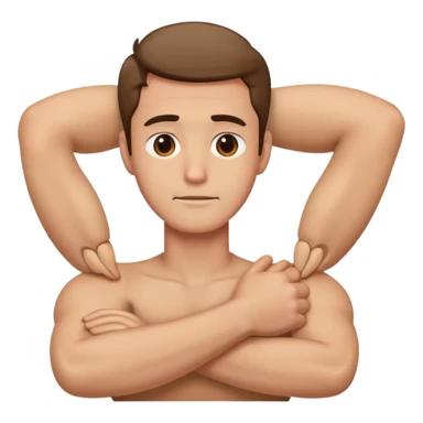 Arms crossed holding neck guy sticker