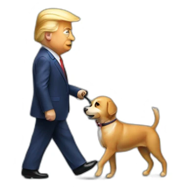 Donald trump walking a dog sticker