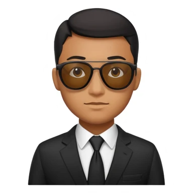 Apple emoji style, black-suited special agent wearing sunglasses sticker