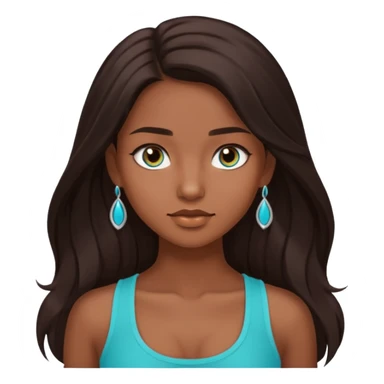 Forever Nenaa with long dark brown hair, cyan crop top, brown skin and eyes sticker
