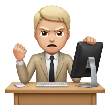 Me being mad at a desk sticker