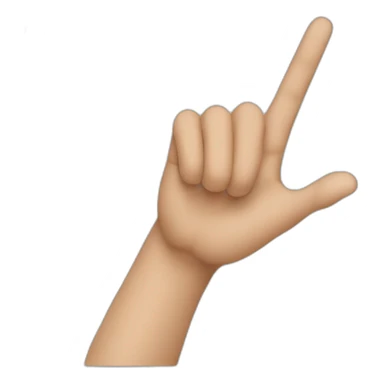 Person point with left hand to upward sticker