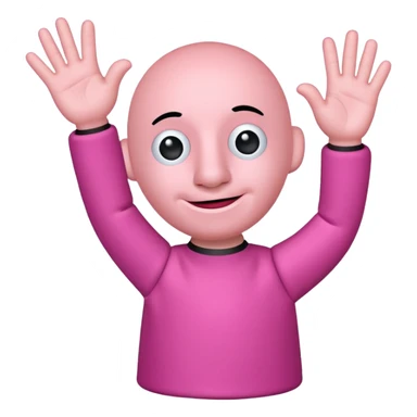 A pink puppet with no ears nose legs, and three fingers sticker