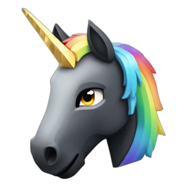 Minecraft Rainbow Black Unicorn Head With Diamond Horn sticker