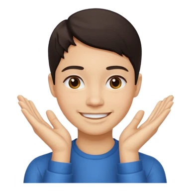 Hands under chin smiling dark hair  sticker