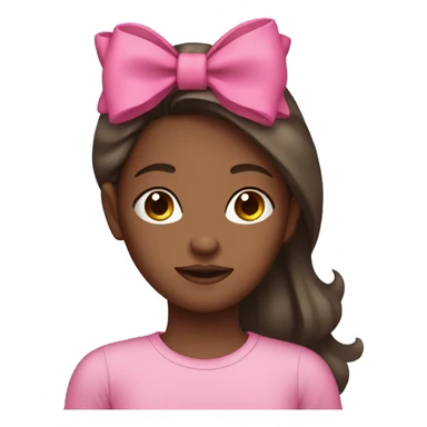 dark girl with long brown hair with a bow on her head and a pink shirt laying down  sticker