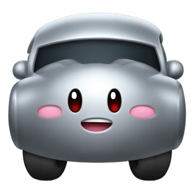 Metal cute mad Kirby bubble Gray ball driving on car wheels with mad eyebrows game sticker